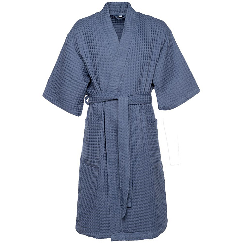 Халат вафельный мужской Boho Kimono, синий - рис 2.