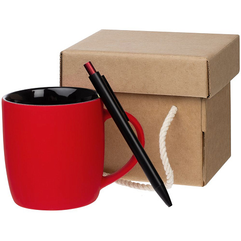 Набор Color Block: кружка и ручка, красный с черным - рис 2.