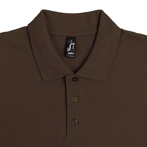 Рубашка поло мужская Summer 170, темно-коричневая (шоколад) - рис 4.
