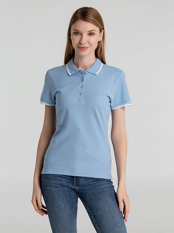 Рубашка поло женская Practice Women 270, голубая с белым - рис 4.