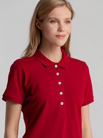 Рубашка поло женская Sunset, красная - рис 7.