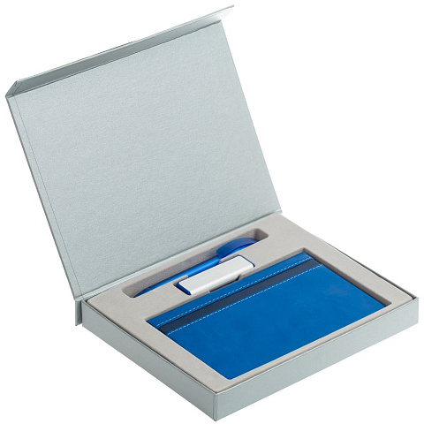 Коробка Memo Pad для блокнота, флешки и ручки, серебристая - рис 5.