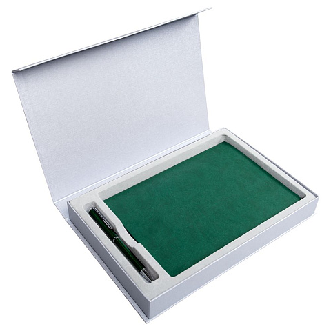 Коробка Silk с ложементом под ежедневник 15х21 см и ручку, серебристая - рис 4.