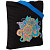 Холщовая сумка «Узор», черная с ярко-синими ручками - миниатюра - рис 3.