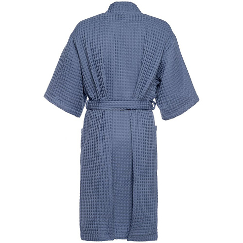 Халат вафельный мужской Boho Kimono, синий - рис 3.