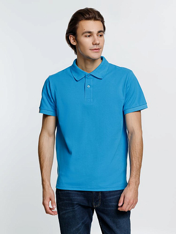 Рубашка поло мужская Virma Premium, бирюзовая - рис 4.