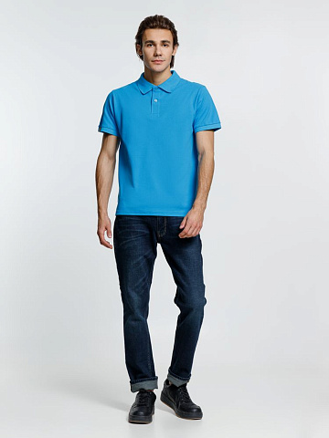 Рубашка поло мужская Virma Premium, бирюзовая - рис 8.