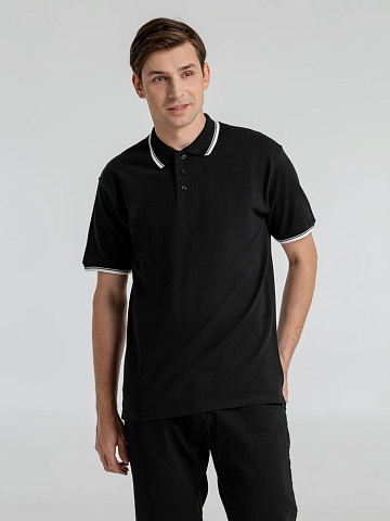 Рубашка поло мужская с контрастной отделкой Practice 270 черная - рис 5.