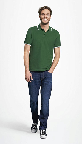 Рубашка поло мужская с контрастной отделкой Practice 270, зеленый/белый - рис 5.