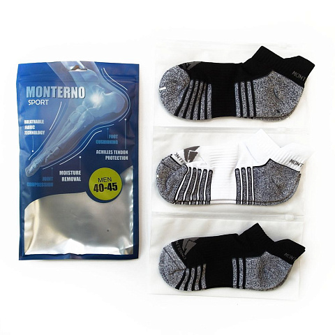 Набор из 3 пар спортивных мужских носков Monterno Sport, белый, черные и синий - рис 9.