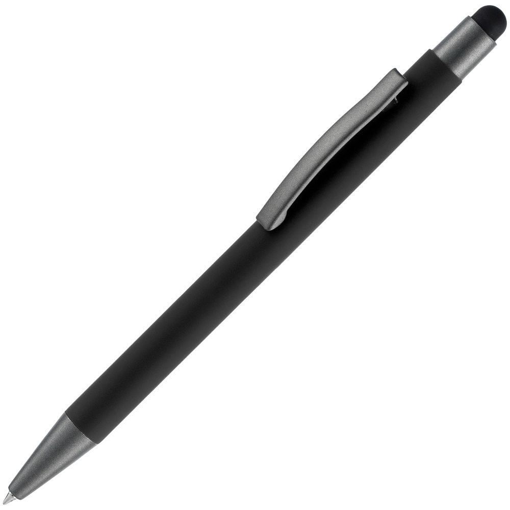 Ручка шариковая Atento Soft Touch Stylus со стилусом, черная купить оптом и  в розницу с нанесением логотипа в Москве