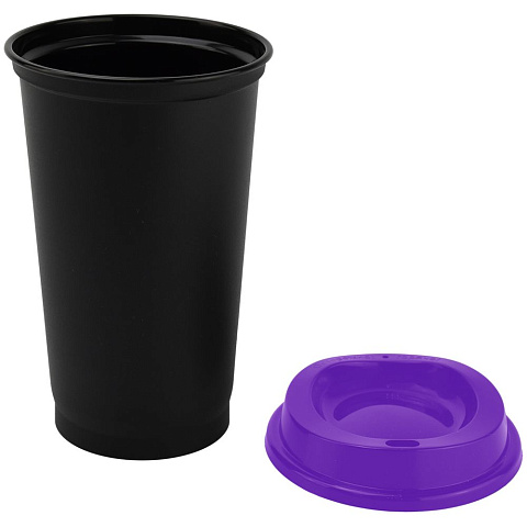 Стакан с крышкой Color Cap Black, черный с фиолетовым - рис 3.