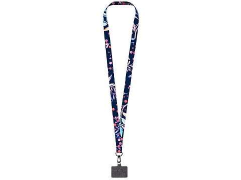 Ланъярд 2 см под сублимацию с трендовым карабином и большим держателем для телефона из ПЭ, черный - рис 3.