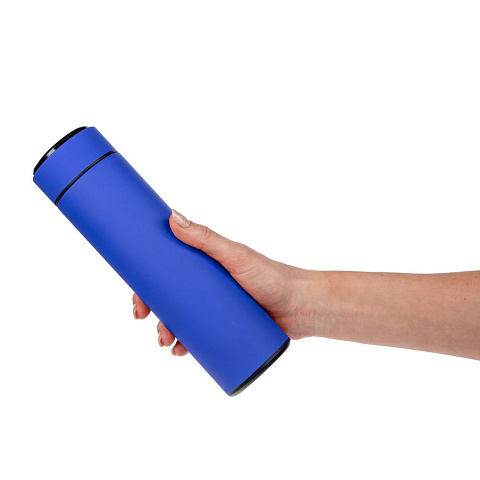 Смарт-бутылка с заменяемой батарейкой Long Therm Soft Touch, синяя - рис 8.