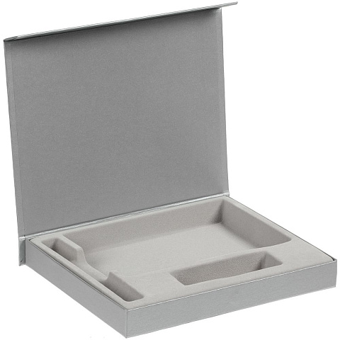 Коробка Doc под блокнот, аккумулятор и ручку, серебристая - рис 3.