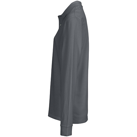 Рубашка поло унисекс с длинным рукавом Pacific LSL, темно-серая (графит) - рис 4.