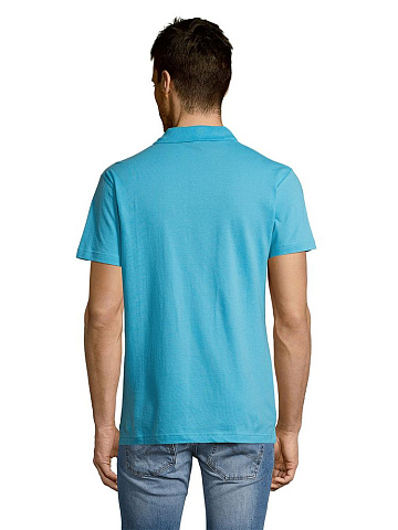 Рубашка поло мужская Summer 170, бирюзовая - рис 7.
