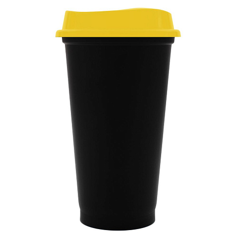 Стакан с крышкой Color Cap Black, черный с желтым - рис 2.