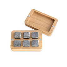 Камни для виски в подарочной деревянной коробке