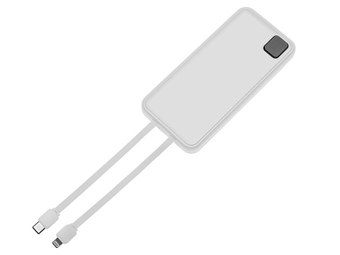 Внешний аккумулятор со встроенными кабелями Фрэйм, 10000мач, белый - рис 4.