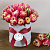 Букетик тюльпанов в шляпной коробке - миниатюра