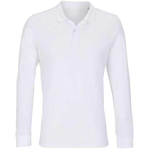 Рубашка поло унисекс с длинным рукавом Planet LSL, белая - рис 2.