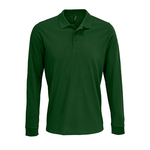 Рубашка поло с длинным рукавом Prime LSL, темно-зеленая - рис 2.