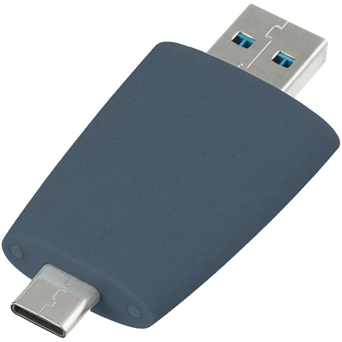 Флешка Pebble Type-C, USB 3.0, серо-синяя, 16 Гб - рис 5.