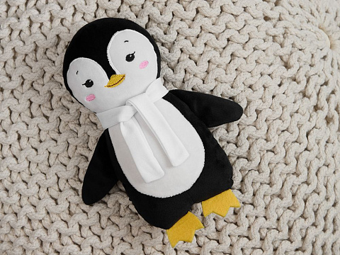 Мягкая игрушка Beastie Toys, пингвиненок с белым шарфом - рис 4.