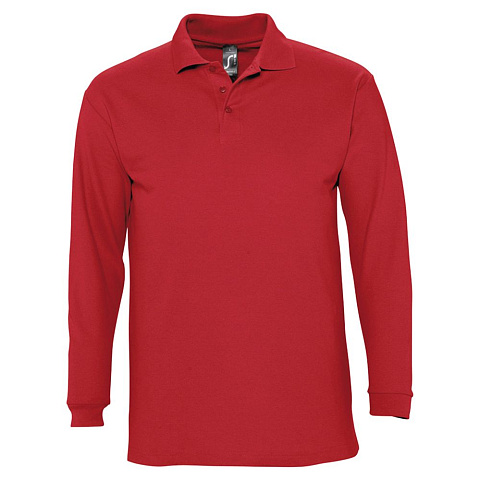 Рубашка поло мужская с длинным рукавом Winter II 210 красная - рис 2.