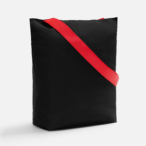 Шопер B5, черный с широкими красными ручками - рис 2.