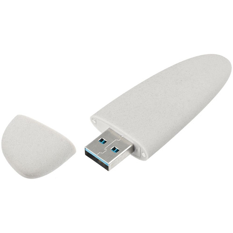 Флешка Pebble, светло-серая, USB 3.0, 16 Гб - рис 3.