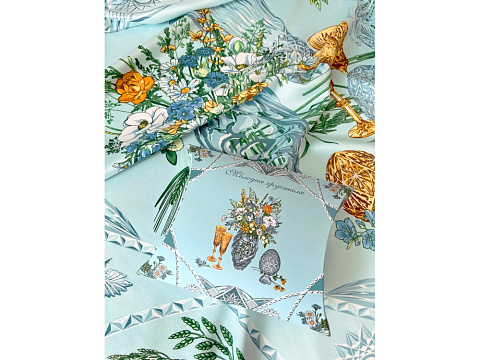 Платок Мелодия хрусталя, голубой - рис 4.