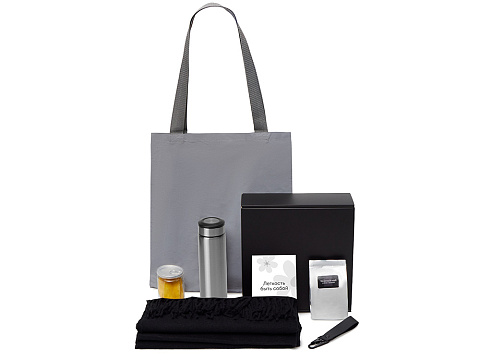 Подарочный набор Re:f. Walk с палантином, шоппером и термосом, черный - рис 2.