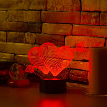 3D светильник Два сердца