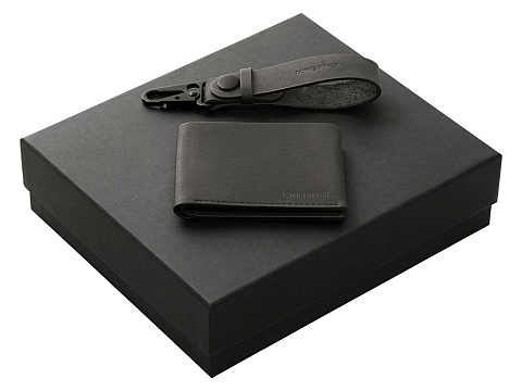 Подарочный набор Long River: кошелек, ремешок для ключей, черная коробка