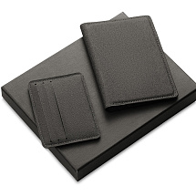 Подарочный набор Consul: обложка для паспорта и картхолдер, серый