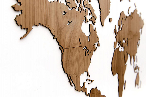 Деревянная карта мира из ореха - рис 2.