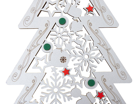 Шкатулка из фанеры в виде елки Firytale , серебристая - рис 6.