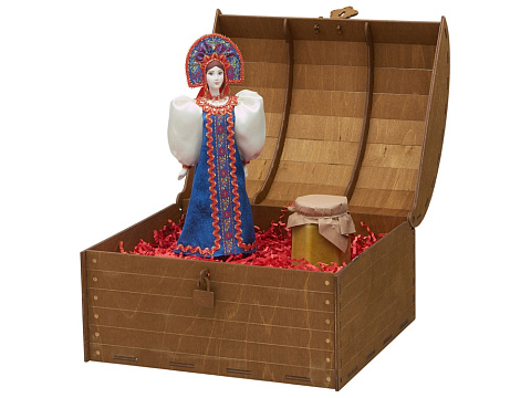 Подарочный набор: кукла фарфоровая, крем-мед, красный - рис 3.