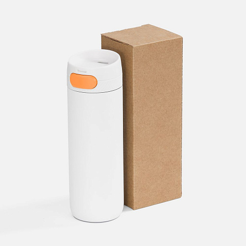 Термостакан X1 с цветной кнопкой, белый с оранжевым - рис 6.