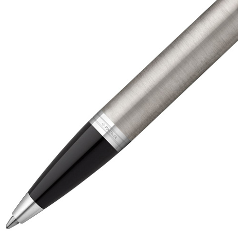Ручка шариковая Parker IM Essential Stainless Steel CT, серебристая с черным - рис 4.