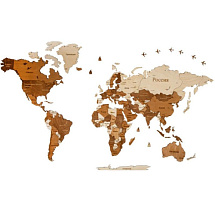 Интерьерная карта мира из дерева
