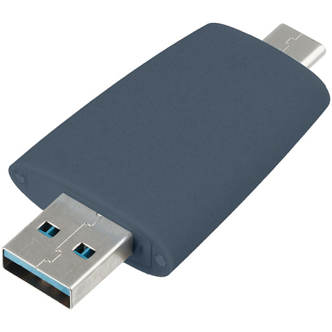 Флешка Pebble Type-C, USB 3.0, серо-синяя, 16 Гб - рис 4.