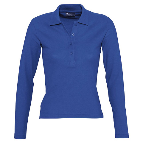 Рубашка поло женская с длинным рукавом Podium 210 ярко-синяя - рис 2.
