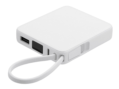 Внешний аккумулятор со встроенным кабелем USB-C Дэнси, 5000 мАч, белый - рис 2.