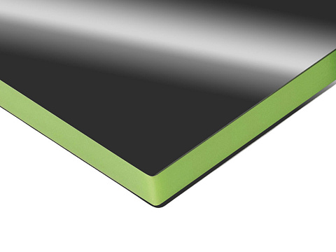 Металлический брелок с пластиковой цветной вставкой SteelPop House, серебристый с зеленым яблоком - рис 3.