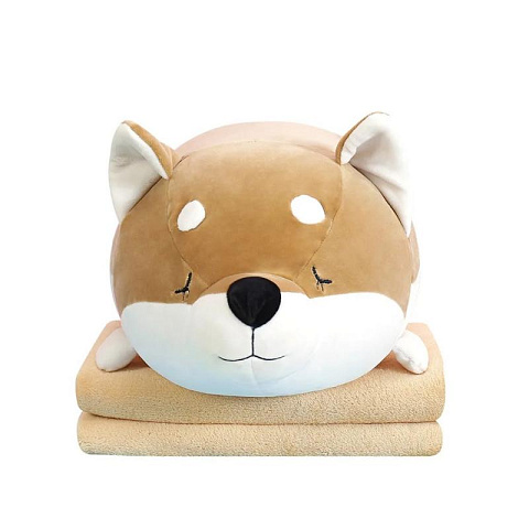 Игрушка Собака Сиба подушка + плед 3в1 - рис 2.