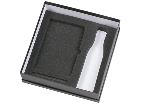 Подарочный набор с блокнотом С1, металлической ручкой и термобутылкой, серый - рис 3.