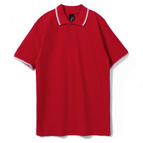 Рубашка поло мужская с контрастной отделкой Practice 270, красный/белый - рис 2.
